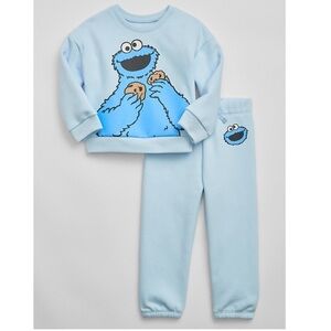 Baby GAP Light Blue Cookie Monster Matching Set 18/24 months